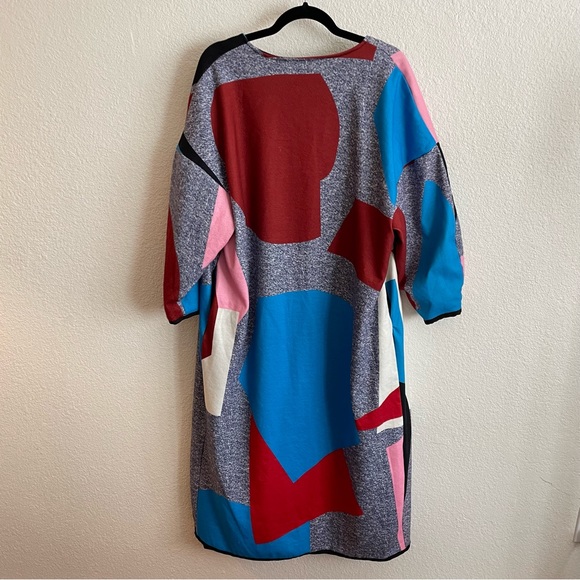 Multicolor Printed Geometric Funky Felt Coat Maxi Jacket Size M - Picture 6 of 11